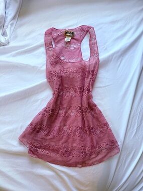 Mudd Pink Lace Racerback Tank Top